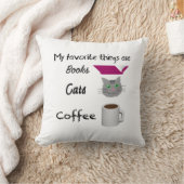 私の大好きなもの 本、猫、コーヒー クッション (ブランケット)