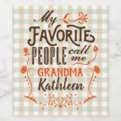 私の大好きな人たちは、ジィジィ ギンガム オレンジと呼んでくれる ワインラベル (シングルラベル)