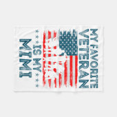 私の大好きな退役軍人は私のミミ アメリカ国旗退役軍人 フリースブランケット (正面(横))