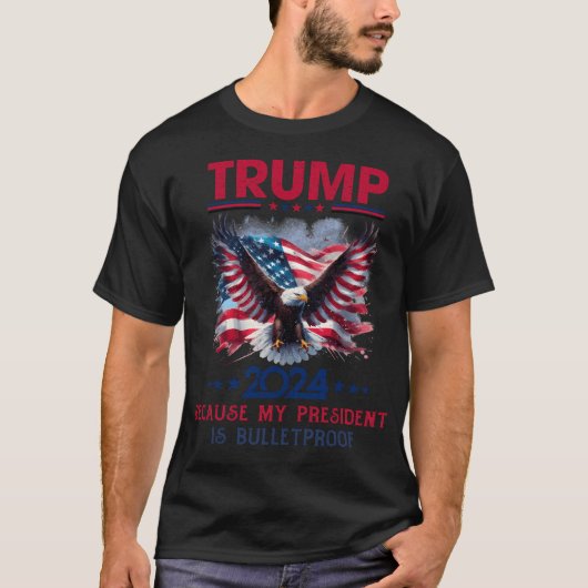 私の大統領は防弾のため – トランプ2024 R Tシャツ (正面)