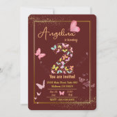 私の天使は二つ回っている：私の蝶の誕生日 招待状 (正面)