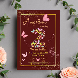 私の天使は二つ回っている：私の蝶の誕生日 招待状