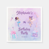 私の天使は5回を回っている:フェアユタレをテーマにした誕生日 スタンダードカクテルナプキン (正面)