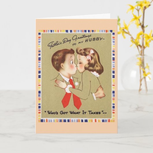 私の夫に挨拶するヴィンテージの父の日 カード (黄色い花)