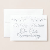 私の夫に記念の銀の箔カードで 箔カード (封筒付き正面)