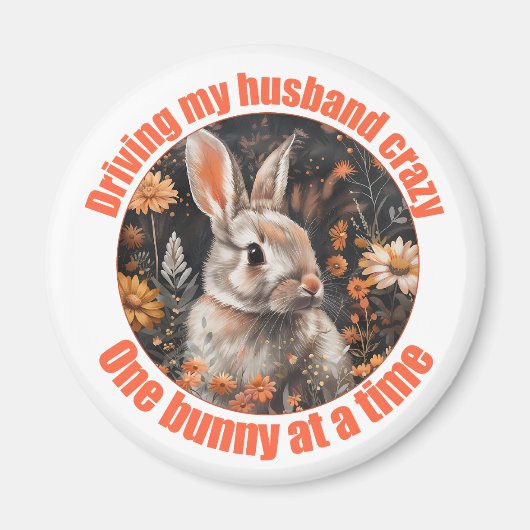 私の夫のウサギを運転熱狂するする マグネット (正面)