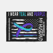 私の夫の自殺認識度予防の フリースブランケット (正面(横))