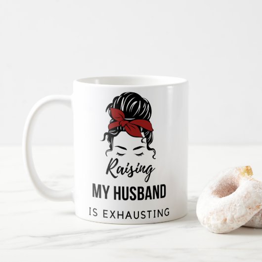 私の夫の赤パンのコーヒーマグを上げる コーヒーマグカップ (ドーナツ)