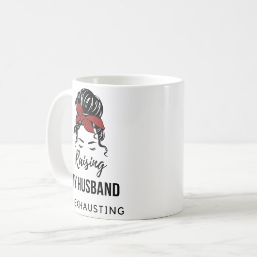 私の夫の赤パンのコーヒーマグを上げる コーヒーマグカップ (正面左)