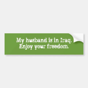 私の夫はIraq.Enjoyにあなたの自由です バンパーステッカー
