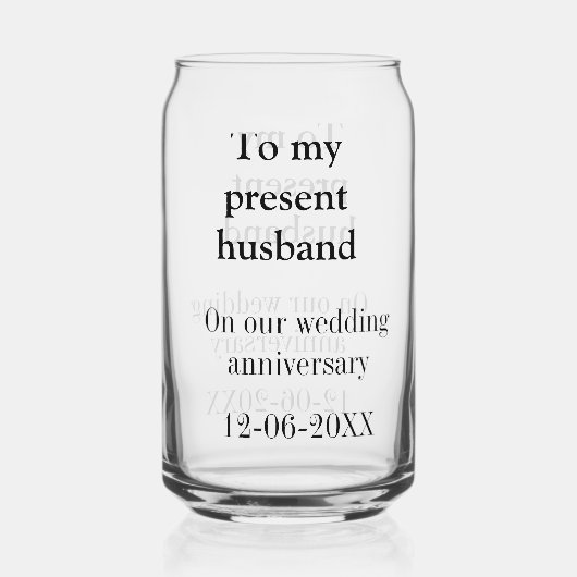 私の夫への結婚記念日 名前と日付を追加 ガラス缶 (正面)