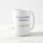 私の夫への結婚記念日 名前と日付を追加 コーヒーマグカップ (正面右)