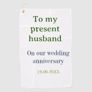 私の夫への結婚記念日 名前と日付を追加 ゴルフタオル