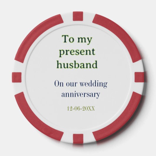 私の夫への結婚記念日 名前と日付を追加 ポーカーチップ (正面)