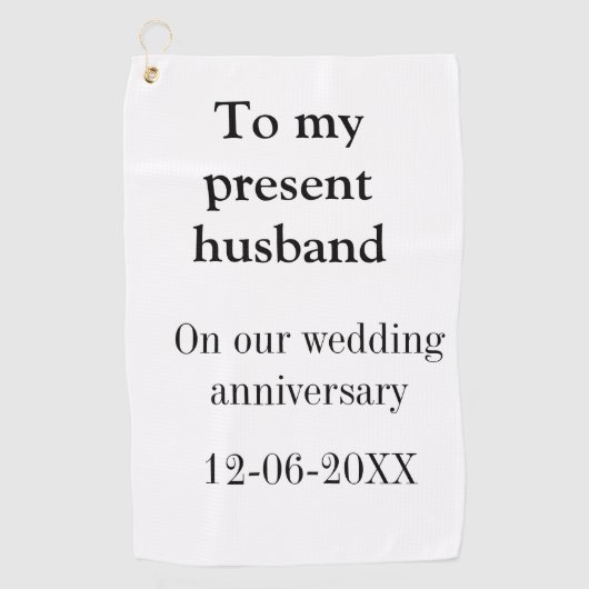 私の夫へ結婚記念日 名前 日付 マ ゴルフタオル (正面)