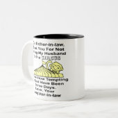 私の夫をサーカスに売らなかったことに感謝します ツートーンマグカップ (正面左)