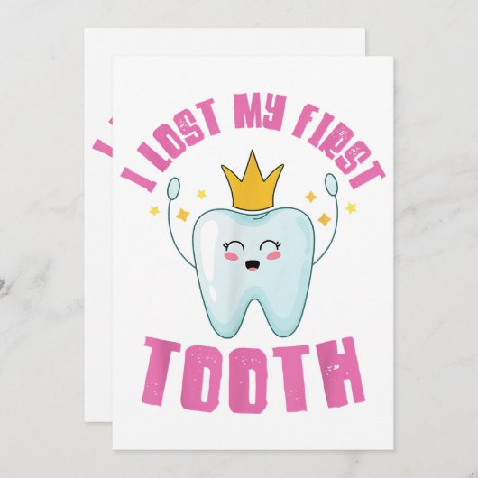 私の失った最初の歯の歯の子供の贈り物 招待状 (正面/裏面)