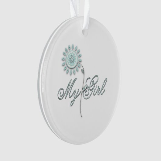 私の女の子のティール(緑がかった色)の花 オーナメント (正面)