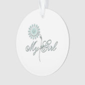 私の女の子のティール（緑がかった色）の花 オーナメント (正面)