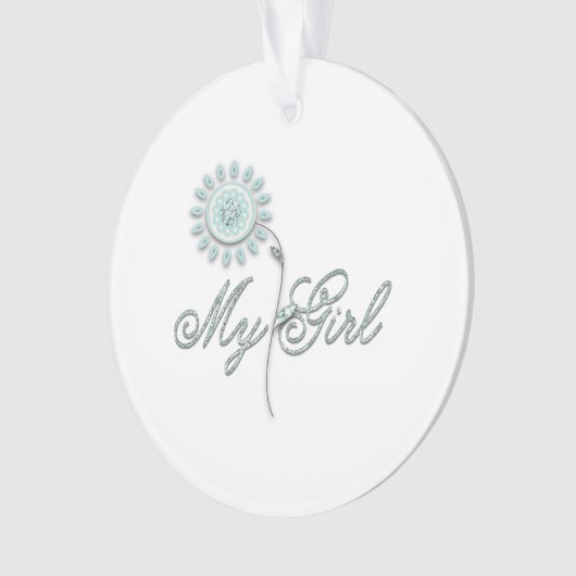 私の女の子のティール(緑がかった色)の花 オーナメント (正面)