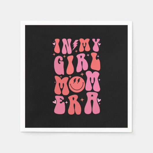 私の女の子の母の時代でレトロGroovy母の日 スタンダードカクテルナプキン (正面)