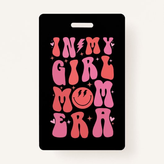 私の女の子の母の時代でレトロGroovy母の日 バッジ (正面)