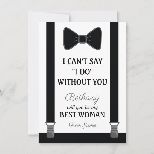 私の女性で最高のす- Tuxedo Tie Braces 招待状 (正面)