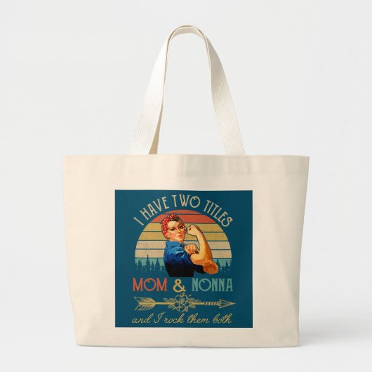 私の女性は母とノナの2つのタイトルを持っていおもしろいる ラージトートバッグ (正面)
