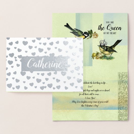 私の女王にハート。バレンタイン 箔カード (ディスプレー)