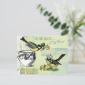 私の女王にハート。ヴィンテージのコラージュ シーズンポストカード (スタンド正面)