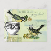 私の女王にハート。ヴィンテージのコラージュ シーズンポストカード (正面)