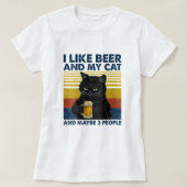 私の好きな女性は私の猫ビールと多分3人おもしろい Tシャツ (デザイン正面)