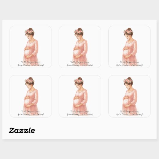 私の妊娠クイーンへ – かわいいフローラ妊娠 | スクエアシール (シート)