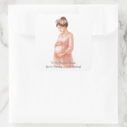 私の妊娠クイーンへ – かわいいフローラ妊娠 | スクエアシール (バッグ)