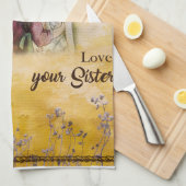 私の妹に永遠にあなたの妹を愛し キッチンタオル (四つ折り)