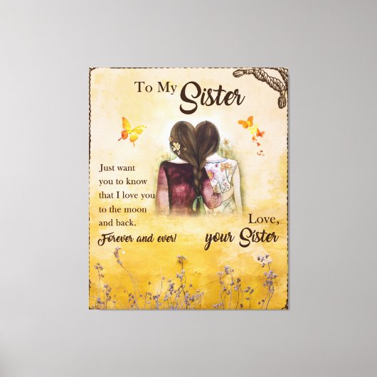 私の妹に永遠にあなたの妹を愛し キャンバスプリント (正面)