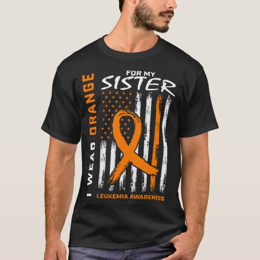 私の妹のためにオレンジを着る 白血病フラグ Tシャツ (正面)