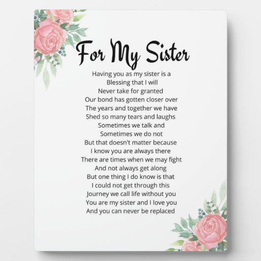 私の妹のために フォトプラーク (正面)