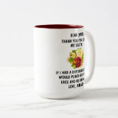 私の妹のマグでありがとうございました、家族への贈り物です。 ツートーンマグカップ (正面右)