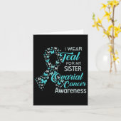 私の妹の卵巣がん認識度の衣服ティール（緑がかった色） カード (黄色い花)