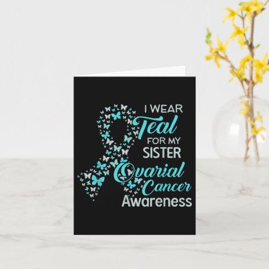 私の妹の卵巣がん認識度の衣服ティール（緑がかった色） カード (黄色い花)