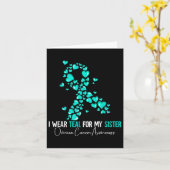 私の妹の卵巣がん認識度の衣服ティール（緑がかった色） カード (黄色い花)