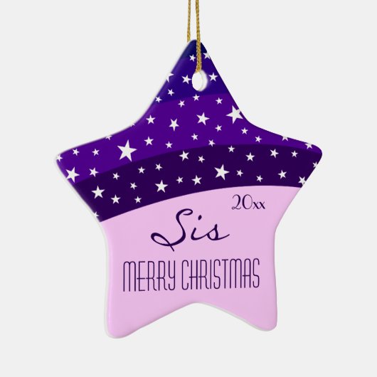 私の妹の梅の空のお洒落星のクリスマス セラミックオーナメント (右)