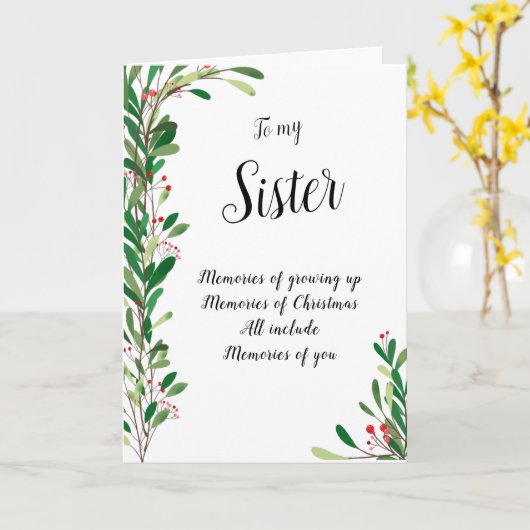 私の妹の美しいベリーの植物性のクリスマスのために カード (黄色い花)