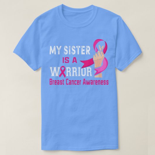 私の妹は戦士ピンクリボン認識度女性 Tシャツ (デザイン正面)