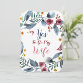 私の妻になってください プロポーズ ブルー 花柄 カード (スタンド正面)