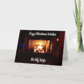 私の妻にクリスマスの心地良い**望み** シーズンカード (正面)