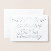 私の妻に私たちの記念日の銀の箔カード 箔カード (封筒付き正面)