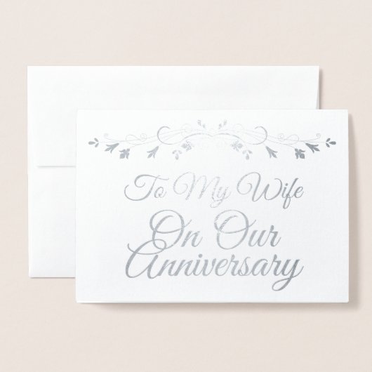 私の妻に私たちの記念日の銀の箔カード 箔カード (封筒付き正面)