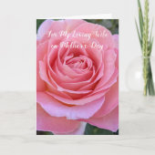 私の妻のためのピンクのローズ開花フローラ母の日 カード (正面)